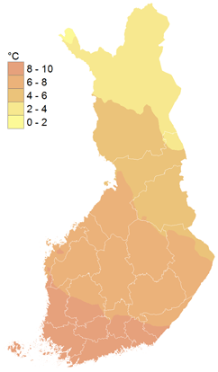 ylin lämpötila 1981-2010, vuosi