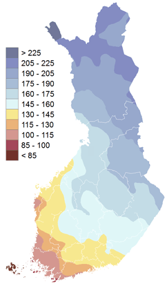 Días de nieve al año en Finlandia y Laponia
